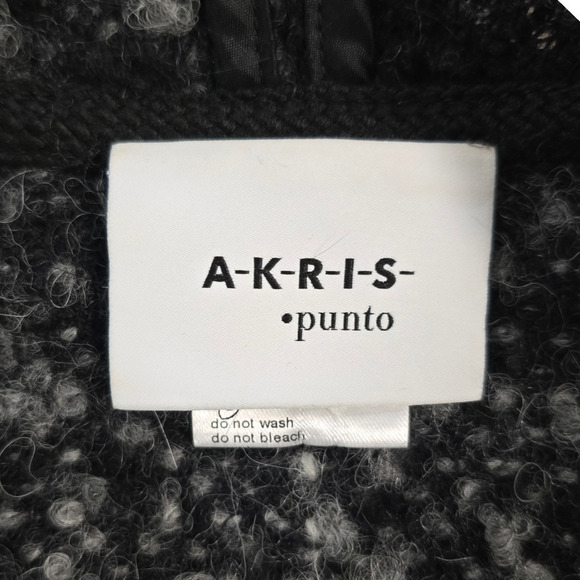 Akris Punto wool alpaca nylon blend shawl fuzzy size 10 medium plaid - Picture 4 of 7